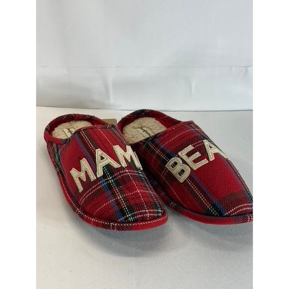 DEARFOAMS Women's Red Plaid Mama Bear Logo Clog Slippers SZ XL(11/12) - Picture 3 of 10